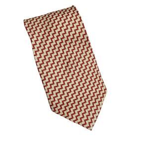 Kai Long Mens Geometric Red Cream Printed Silk Neck Tie